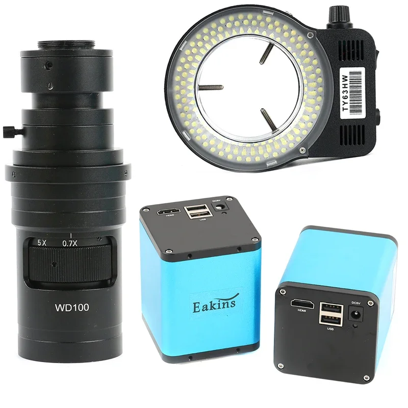 Elektronické digitálne video Disk Video 1080p HDMI mikroskopová kamera 200x 500x C Mount Lens 144 LED Ring Light pre vedecký výskum