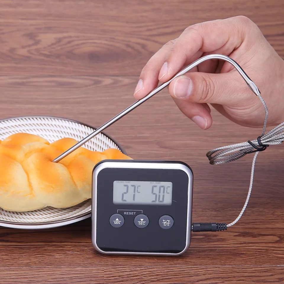 Elektronický LCD digitálny potravinový teplomer BBQ Mäso Teplota teplota Alarm kuchynský varenie časovač