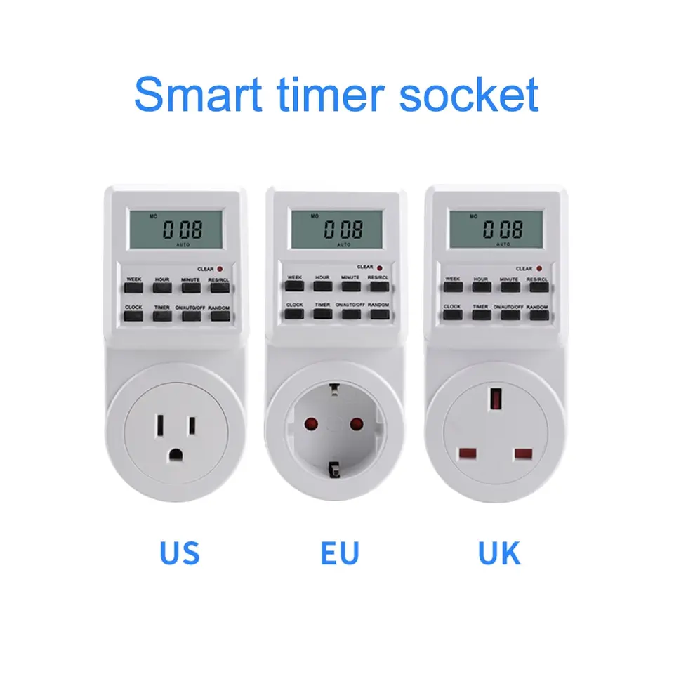 Elektronický prepínač digitálneho časovača 12/24 hodín cyklický EÚ UK UK US Plug Kitchen Kitchen Timer Outlet Programovateľný časovací objímka 220V 120V