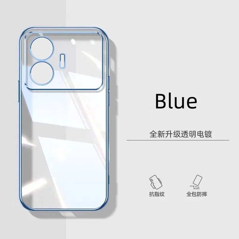 Elektroplovaný priehľadný prípad pre Realme GT Neo 5 S Soft Silikone Zadný kryt pre Realme GT NEO5 GT3 SOCKOPPORPOPT BUMP FINDA