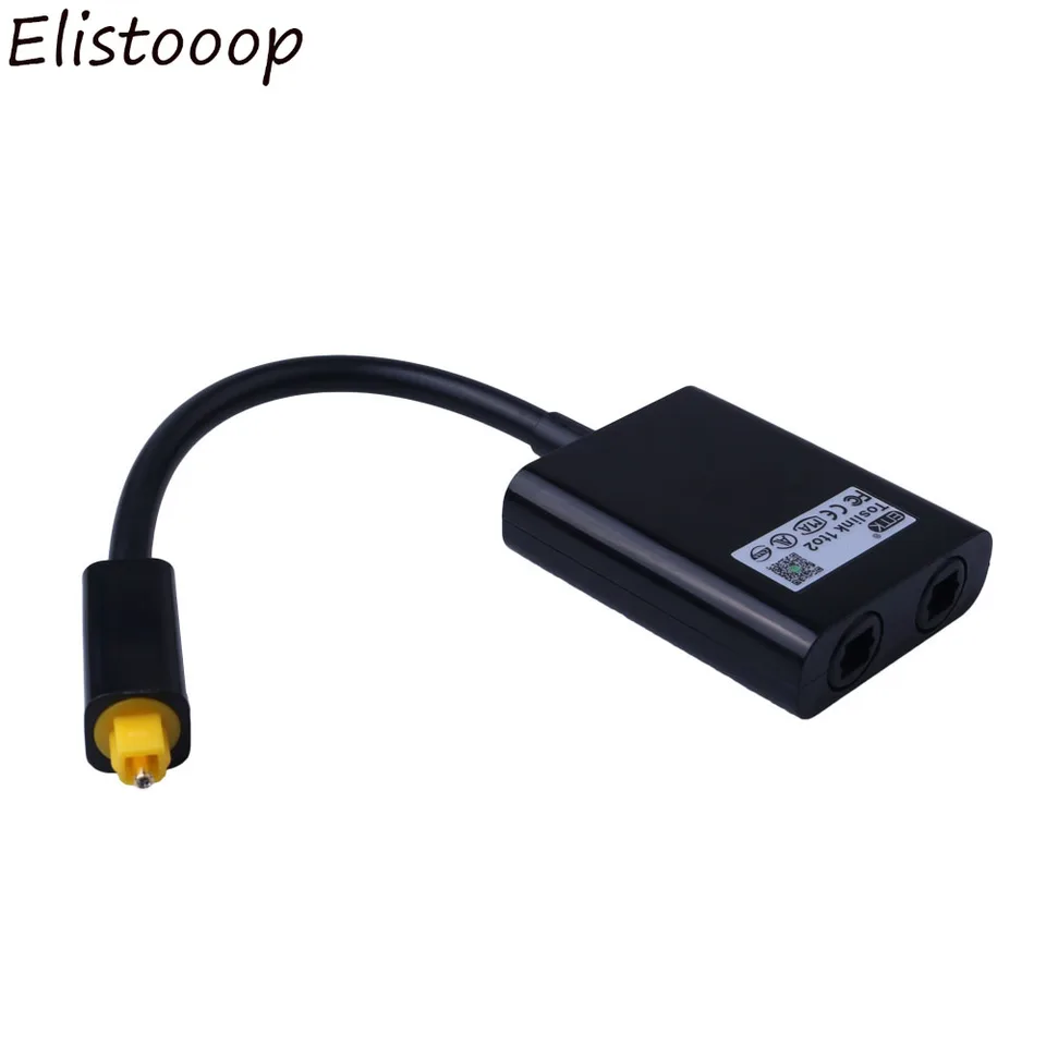 Elistooop Digital SPDIF Optický zvukový splitter 2 Way Toslink Splitter Adapter 1 Vstup 2 výstupný spdif Optický kábel rozbočovača