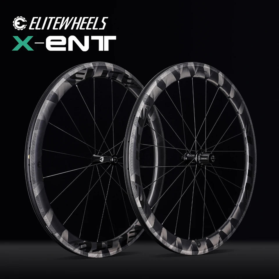 Elite kolesá 700 ° C New Product Road Bike Carbon Wheelset X Weave Finish Ripy bezdušové pripravené priame ťahanie Racing Racing Bicykel koleso