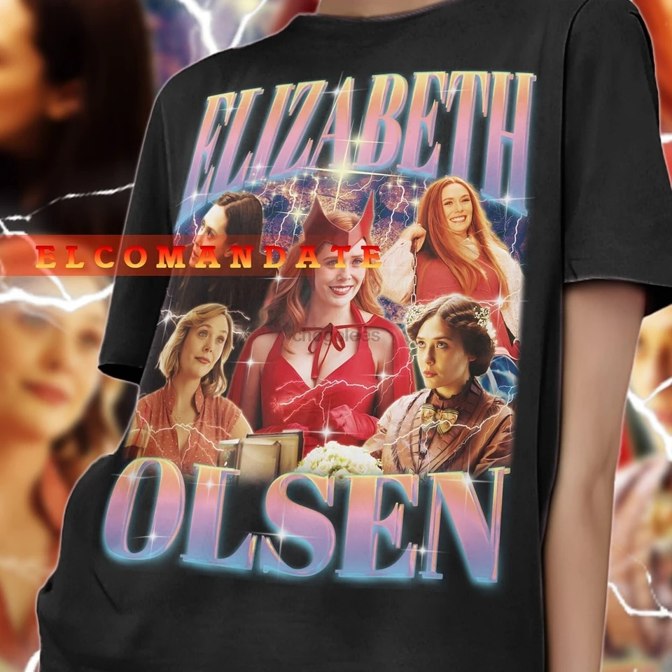 Elizabeth Olsen Vintage košeľa Elizabeth Olsen pocta tričko Elizabeth Olsen Fan Tees Elizabeth Olsen Retro 90s Sweater Alžbety