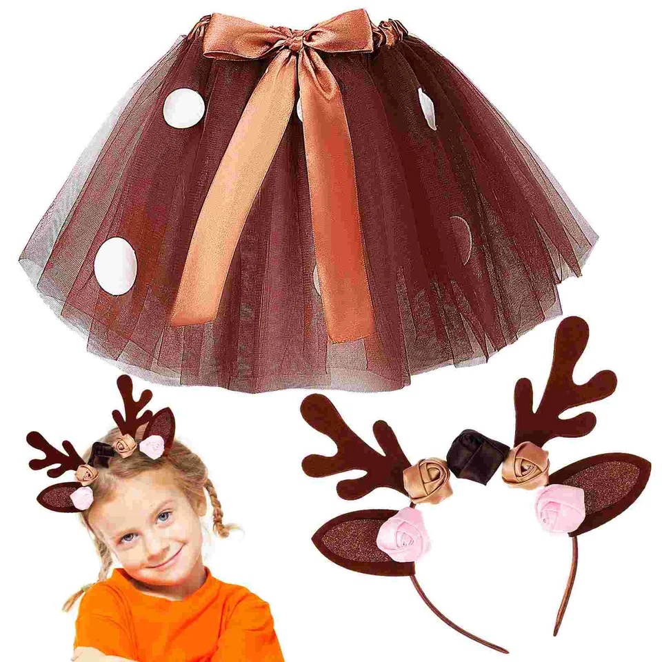 Elk Clothing Set Deer Tutu kostým pre dievčatá halloween kostýmy čelenka polyester vianočný paroh slečna deti