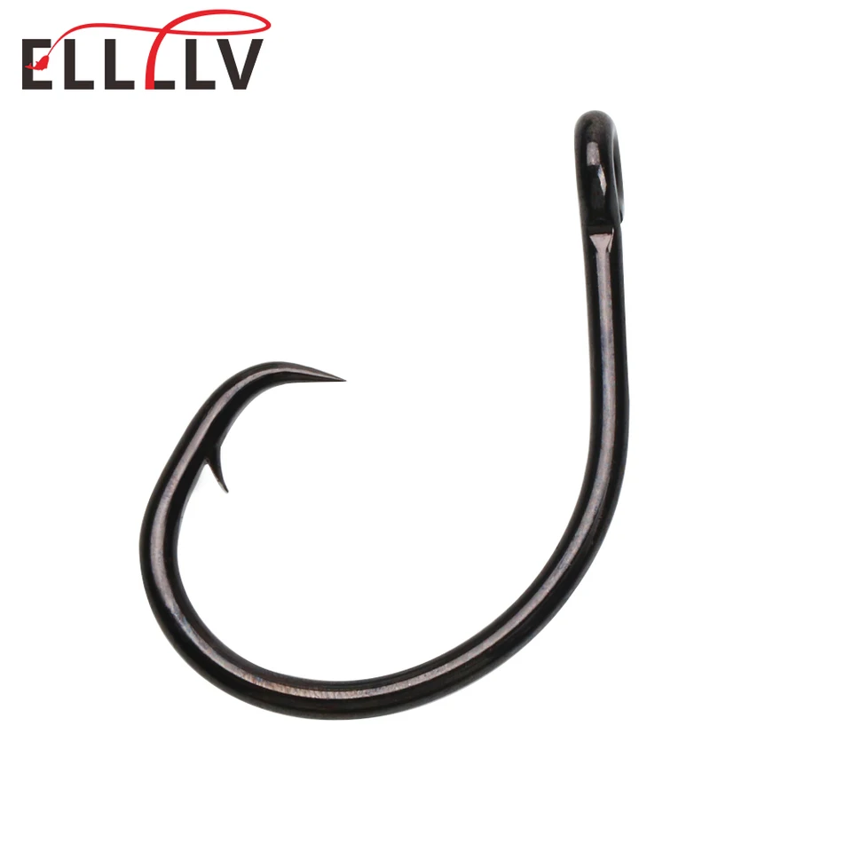 Elllv 4# - 10/0 Krátka stopka široká priepasť Inline Circle Hook Fishing Fishing Heavy návnada háčiky basové sumce walleyes snapper marlin