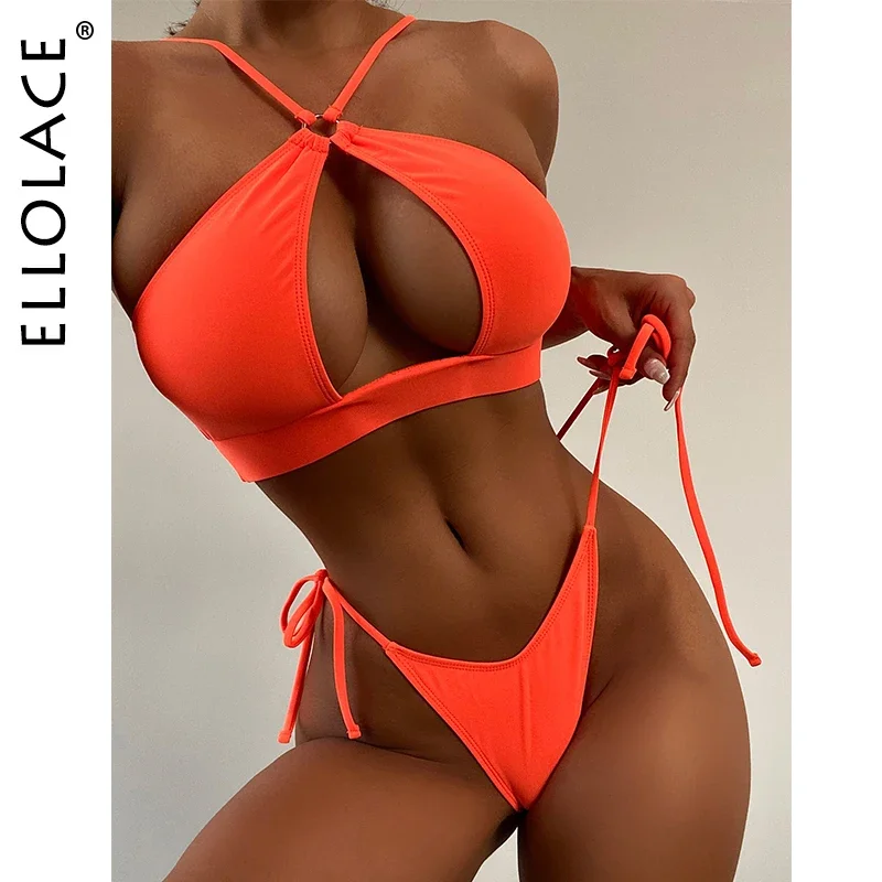 Ellolace plavky Ženy Push Up Up Monokini Brazílske plážové oblečenie Čalúnené dutiny Micro Bikini Low Apar Extreme Sexy vlákno
