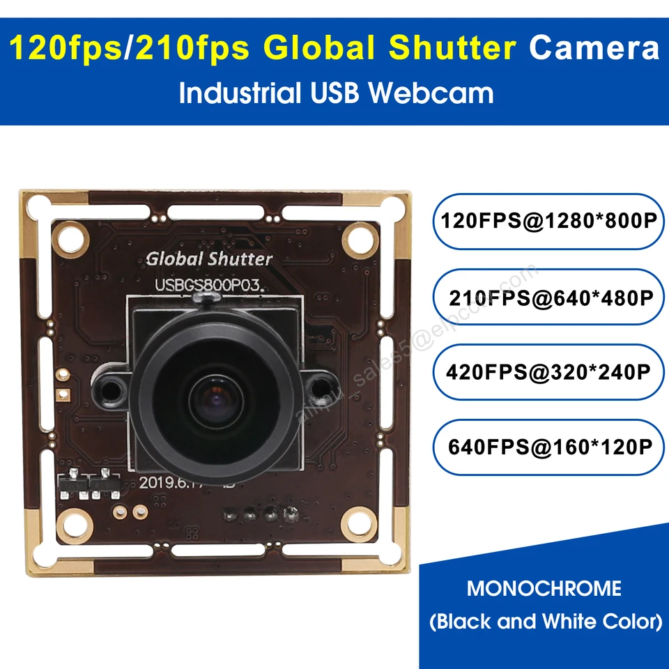 ELP 120fps 210fps 1MP globálny uzáver USB Camera s širokouhlým uhlom šošovky CMOS CMOS OV9281 MONOBORME MINI USB WebCam pre počítač