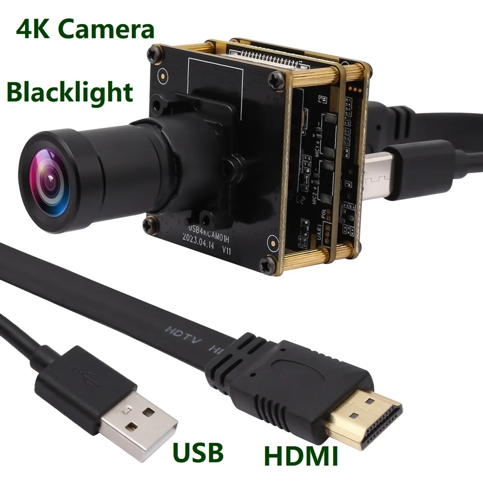 ELP 4K Lowlight Camera Camera Blacklight 2160p 30fps H.265 H.264 MJPEG MINI PC WebCam Camera USB HDMI Priemyselný priemysel s duálnym výstupom