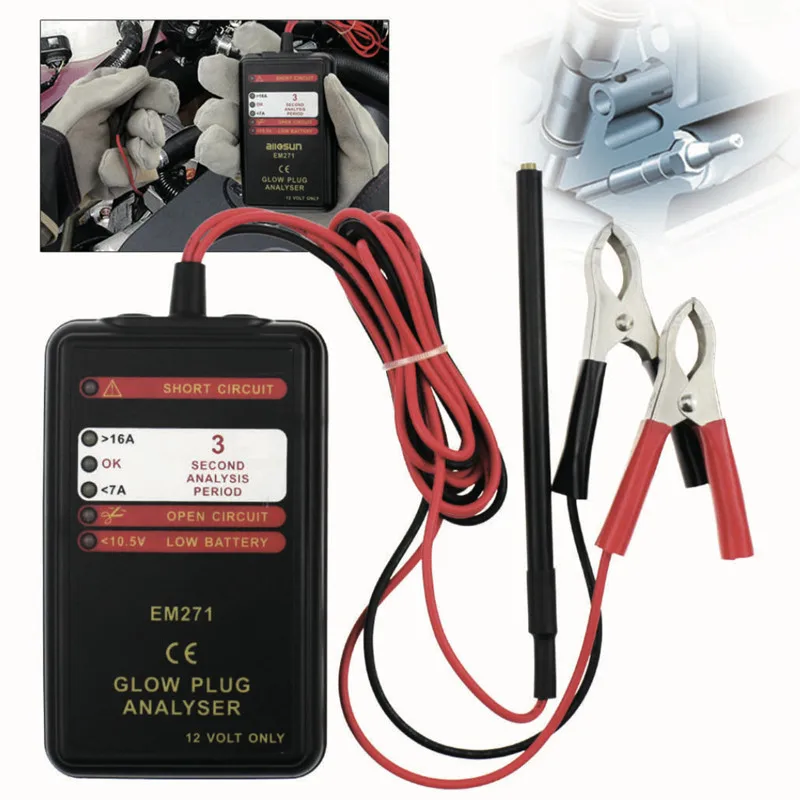 EM271 12V Vozidlo Automotíva Analyzátor Žiarivej sviečky prenosný LED displej automatického žiara Diagnostický náradie Tester