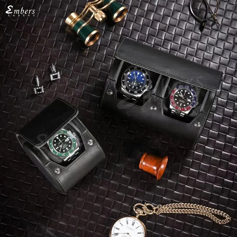 Embers Leather Watch Box 1 2 3 sloty Luxusné originálne hodinky hodinky Storage Box Travel Watch Case Case Darčekový box hodinky na puzdro