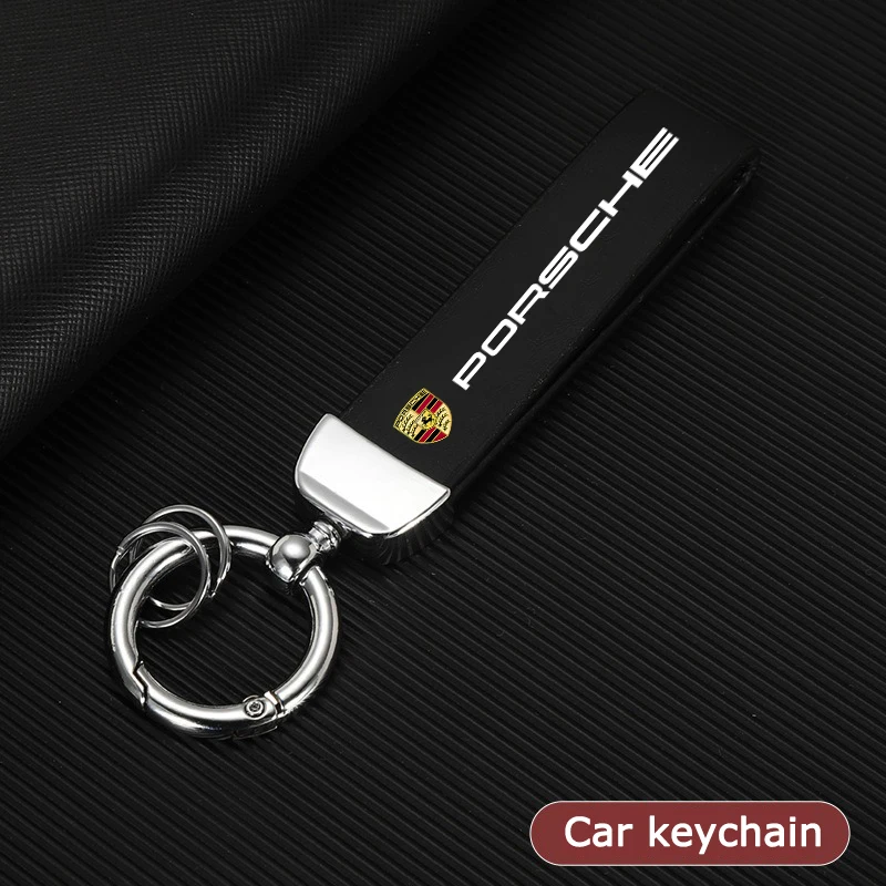 Emblémy auta Kožené kľúče kľúče prsteň kľúča pre Porsche 911 718 Taycan Panamera Cayenne Macan Boxster Cayman PAUn Accessories