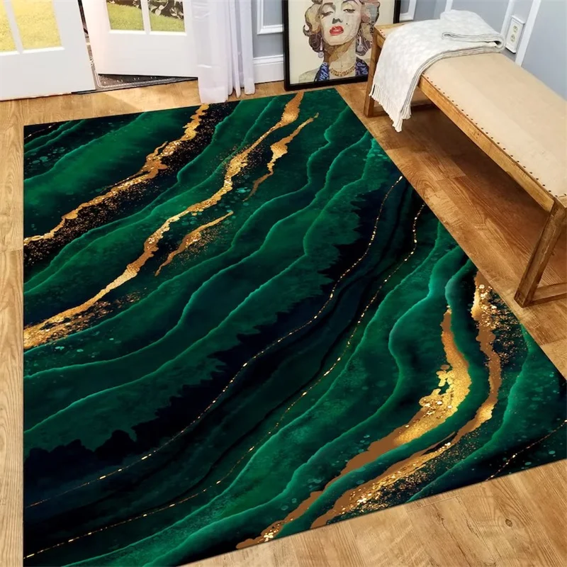 Emerald zelený koberec mramor deoor gold mramorový koberec koberec Abstrakt kobercov