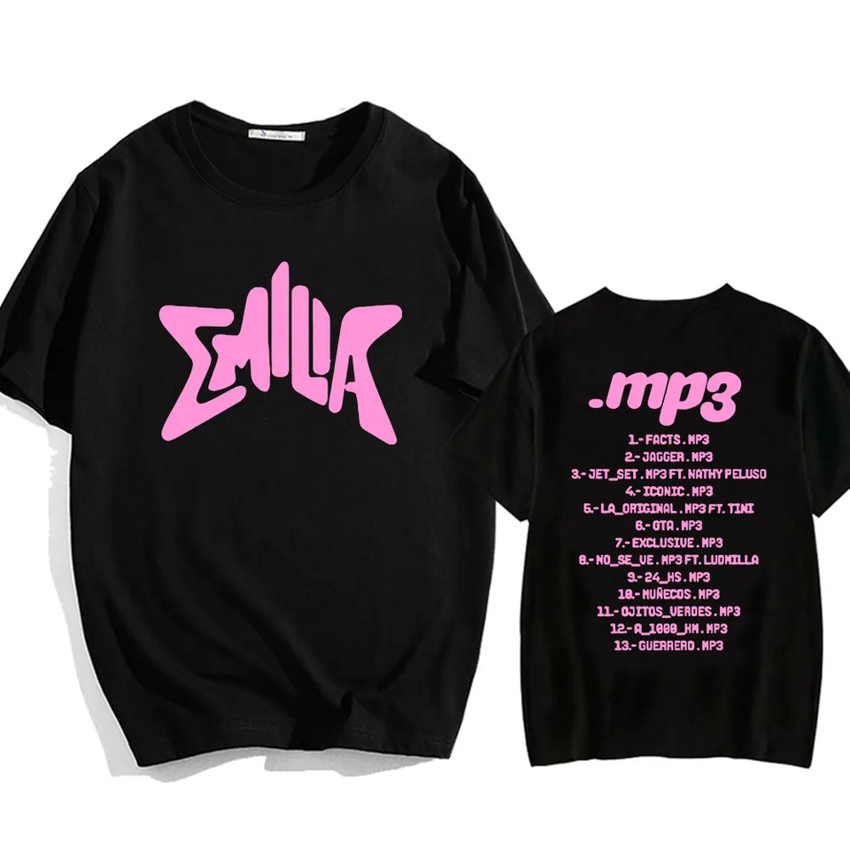 Emilia Mernes MP3 Grafické tričko Summer O-Neck krátky rukáv TEE-tričko bavlnené mäkké hip hopové streetwear camiseta tlačové odpalisko Top
