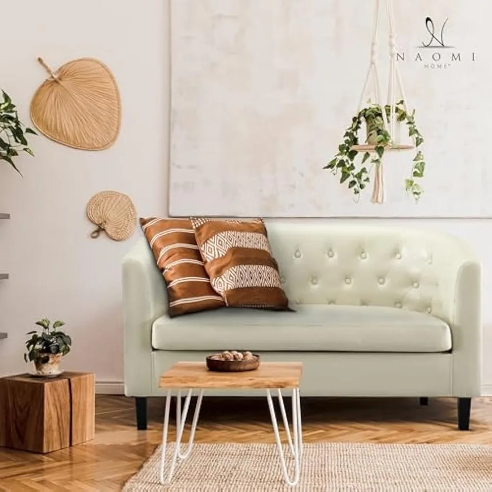 Emma Love sedadlo, gombíky všívané faux kožené valcy Lovesat, Modern Modern 2 -Seater Gauč, malá láskavosť pre malé Spac