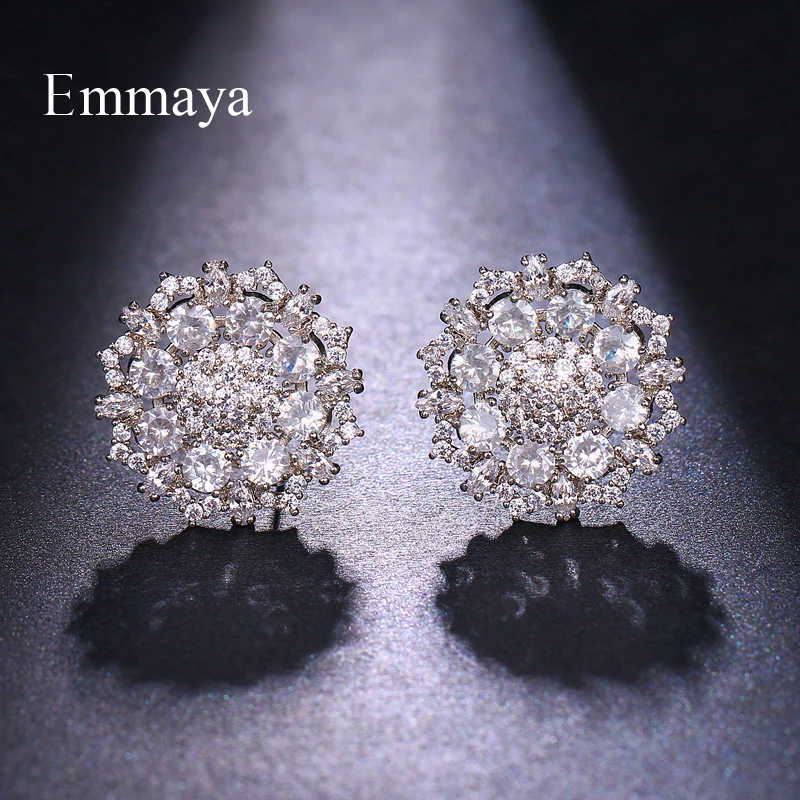 Emmaya Fashion Women Girl White Shinestone Crystal Round Metal Zirkón Ear Stud náušnice Patry náušnice šperky