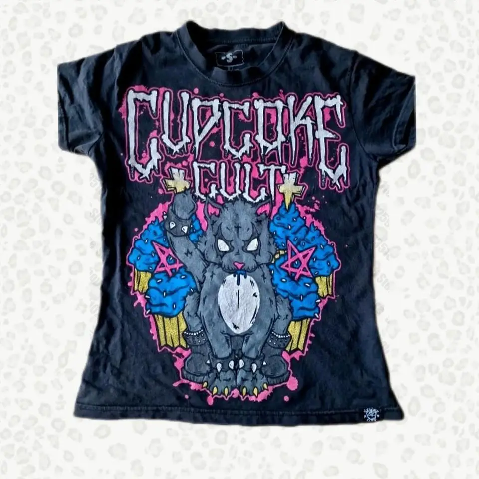 Emo japonská y2k topy tops baby Tees y2k oblečenie Ženy Goth Femate Opid Tričko z 90. rokov oblečenie vinobranie žena tričká Kawaii Gothic