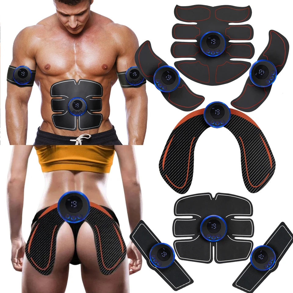 EMS stimulátor stimulátora bezdrôtových nálepiek s brušnou fitness LCD Displej zadok bedrového trénera nabíjateľné telové masáž