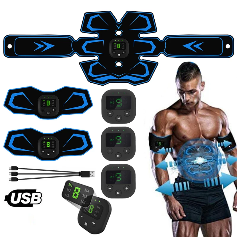 EMS Trainer Belt Elektrický brušný svalový stimulátor Nabíjateľný telesný masáž svalového tréningu Stimulátor prevodovky Fitness Massager