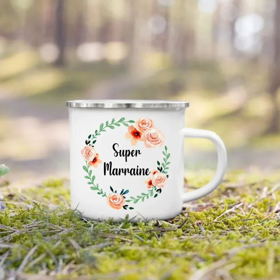 Enamel hrnček Kids pohár super kmotra tlačené hrnčeky kreatívny kávový čaj šálka kawaii šálky šálky šálky personalizované darčeky