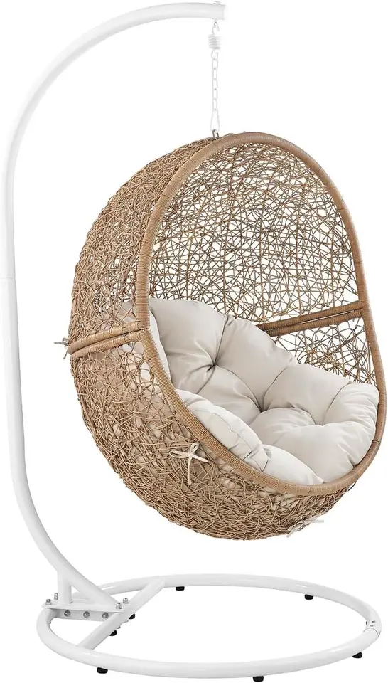 Encase Outdoor Patio Rattan Swingova stolička v cappuccino béžovej farbe