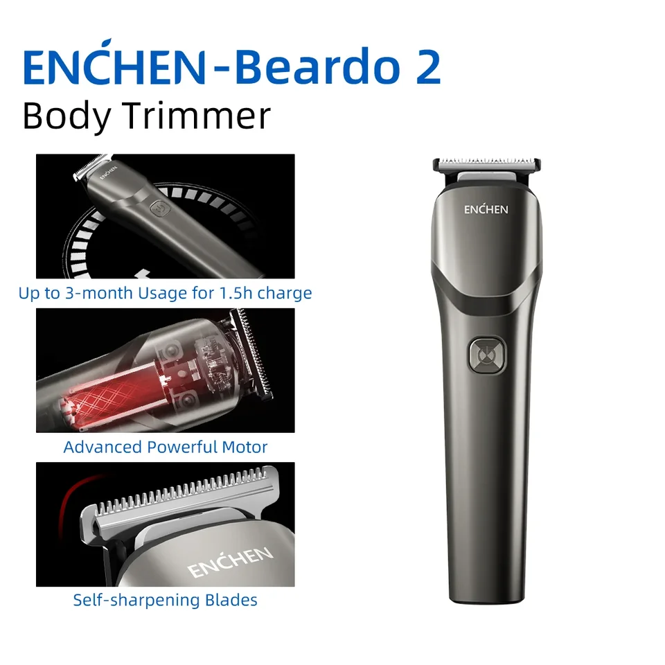 Enchen Professional Trimmer Multifunkčný pre bradové vlasové telesné brúsky Clipper s cestovným zámkom Trester Trimmer Men Beard 2