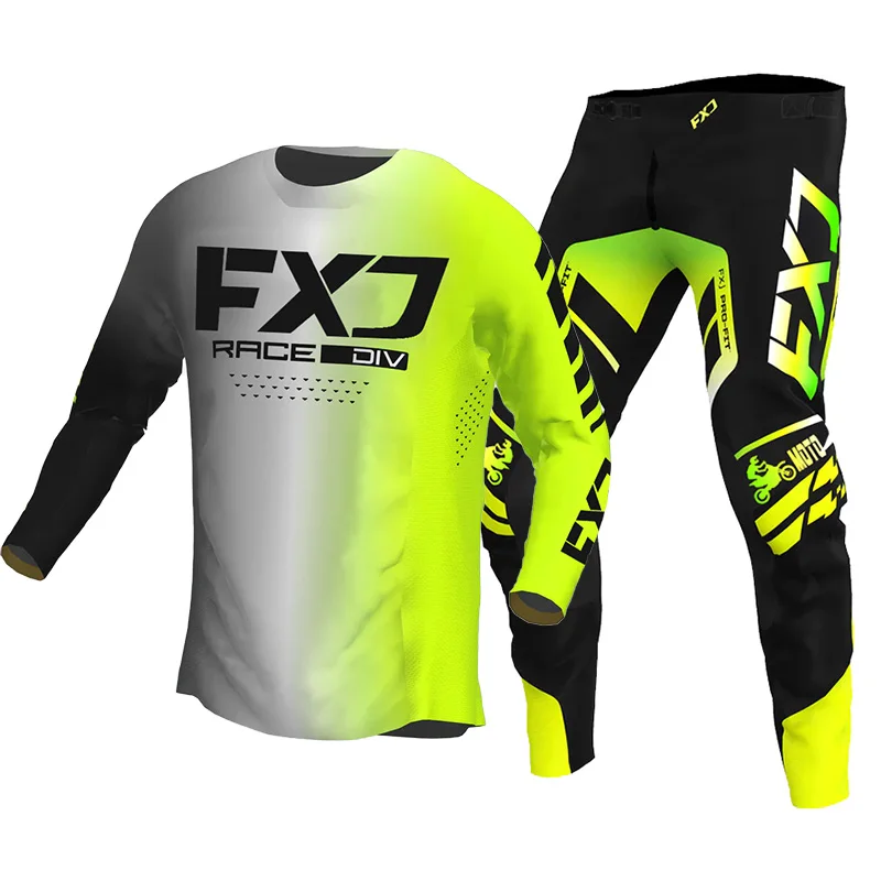 Enduro Suit Motocross Jersey Pantla súpravy Off-road Pink Yellow Blue MX MTB Cross Motorcycle Mens súpravy Dámska biela zelená červená čierna