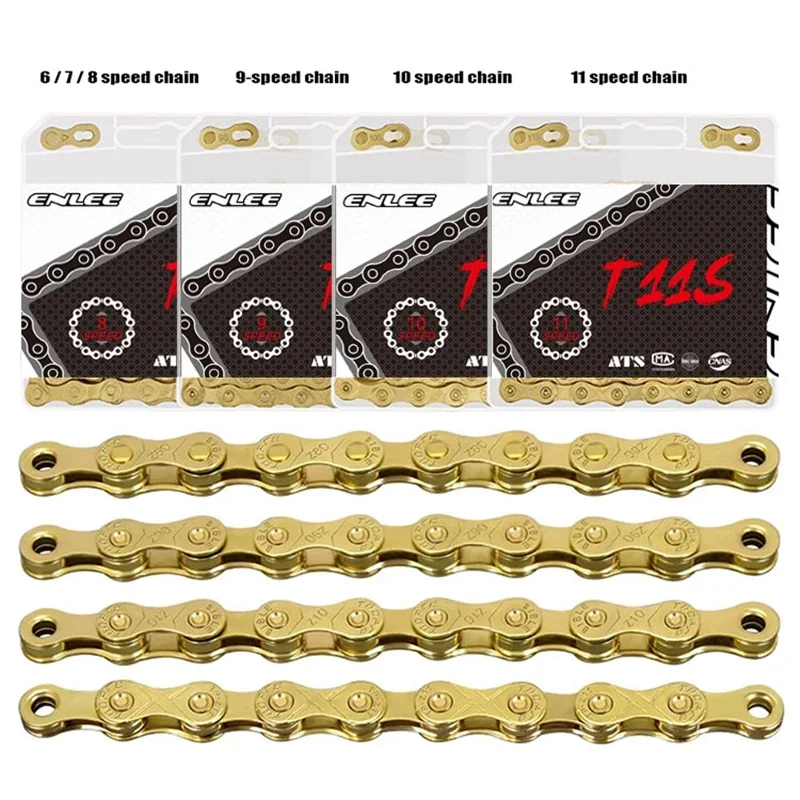 Enlee Bicycle Chain MTB Road Bike 8 9 10 11 12 12 Rýchlostný elektroplatný odolný reťazec reťaz uhlíkovej oceľovej reťaze