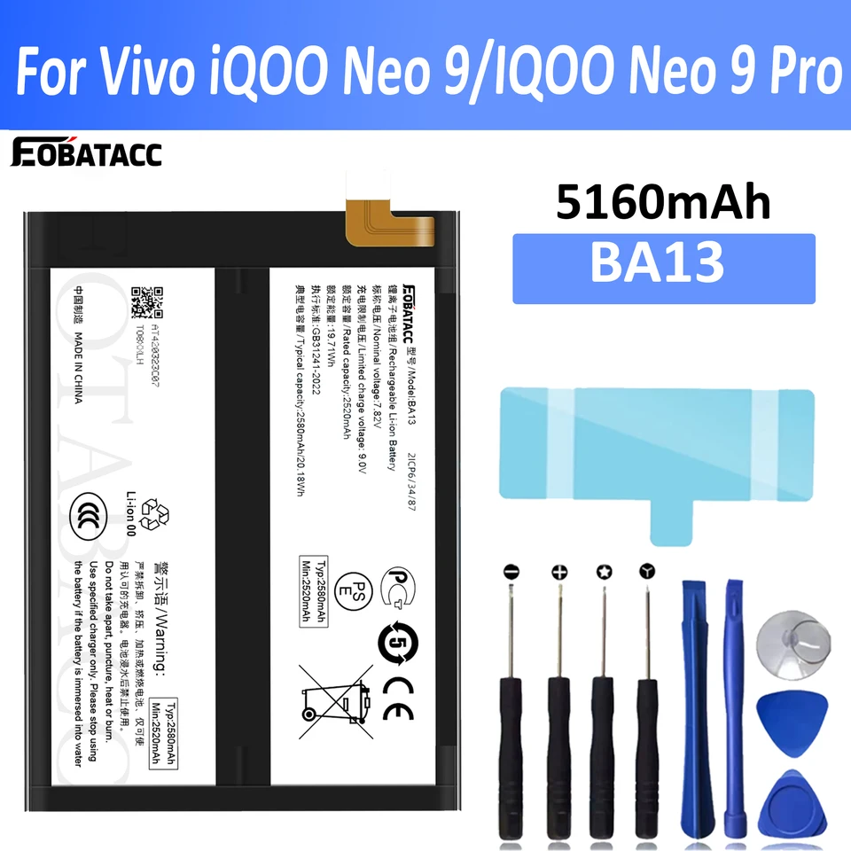 EOATABACC úplne nový BA13 Výmena batérie pre vivo iqoo neo 9/iqoo Neo 9 Pro