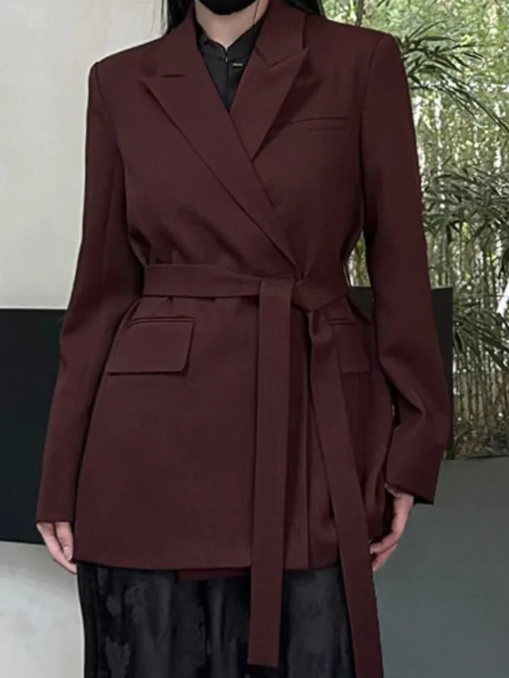 Eoen Solid Color Minimalista 2025 Jeseň a zimná všestranná nová neformálna top s šnurovacím dizajnom, bunda voľného obleku