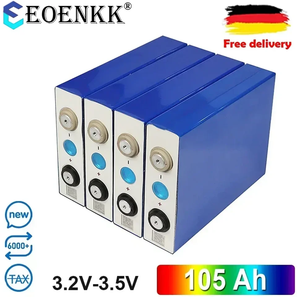 Eoenkk Nový 3,2V 105AH120AH LIFEPO4 batériové bunky Nabíjateľné batérie pre solárne li-ión Vysoko prúdové nabíjateľné napájacie bunky
