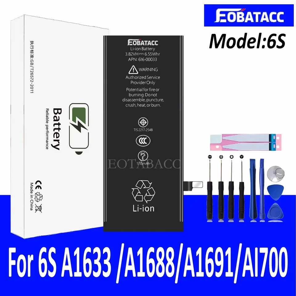 EOTABACC Vysoko kvalitná 100% originálna batéria pre iPhone 6S A1633/A1688/A1691/A1770 BATTERIÁLNA BATTERICKÝ PRÁCA+Nástroje