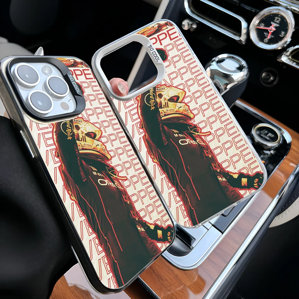 EPC F1 Formula 1 M-Max V-Verstappen telefónny puzdro IMD pre iPhone 16 15 14 13 12 11 Pro Max Plus farebný strieborný kryt