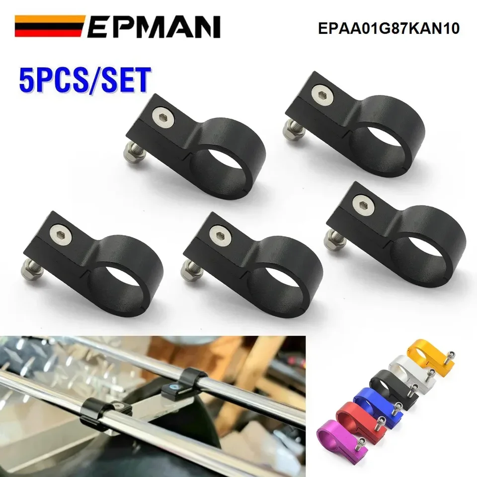 Epman 5 ks / balenie 19 mm hliníkové bradové p-CLIP pre hadicu z nehrdzavejúcej hadice AN8 / PTFE HOSES AN10 palivové svorky EPAA01G87KAN10