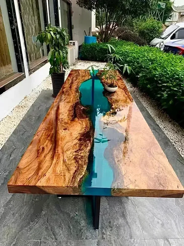 Epoxid Resin River Table Creative Waves TeaPlar Internet Celebrity Coffee Pulttop Desk