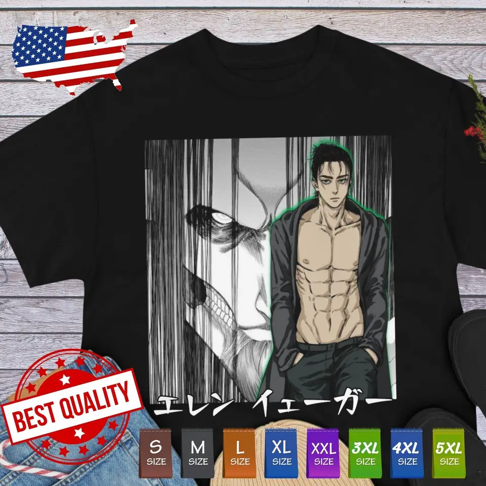 Eren T tričko útok na Titan Tee Ecchi Japan Anime Manga SNK Kawaii Yaoi Vysoko kvalitný 100%bavlnený krátky rukáv