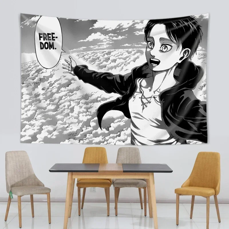 Eren Yeager Freedom Manga Plaget Wall Art Art Kawaii Anime Attack On Titan Print Canvas Gallery Wraps Ready to Hang Decor Tapestry