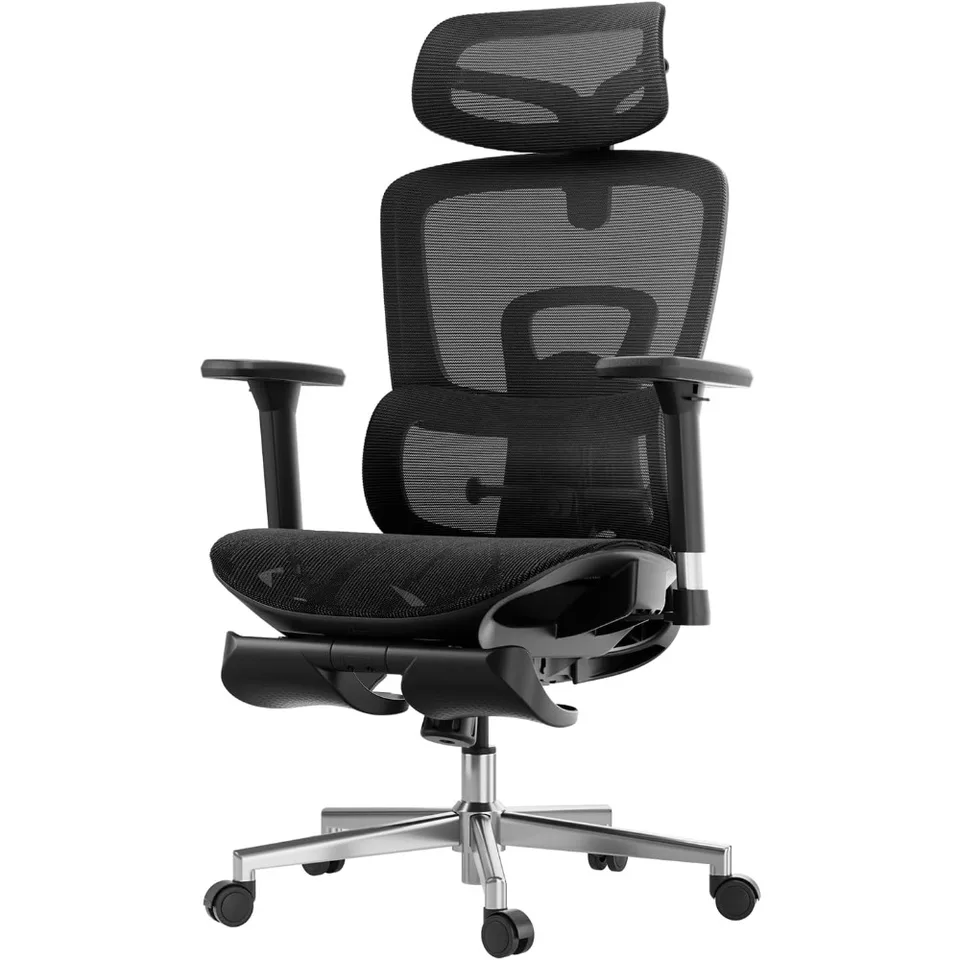 Ergonomická kancelárska stolička s 3D nastaviteľnými lakťovými opierkami, nastaviteľná bedrová podpora Vysoký chrbát pre počítačové stoličky, kancelárska stolička