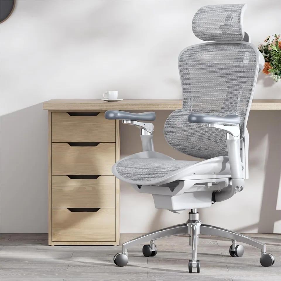 Ergonomická kancelárska stolička s ultra-mäkkými 6D lakťami, dynamická bedrová podpora a nastavenie hĺbky sedadla, stoličky na stole