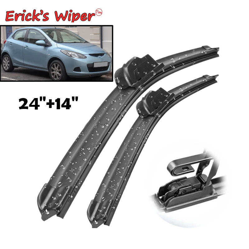 Erick's Wiper LHD Front Wiper Blades pre Mazda2 Mazda 2 / Demio 2007 - 2014 čelné sklo čelného skla Dážďové kefy 24 