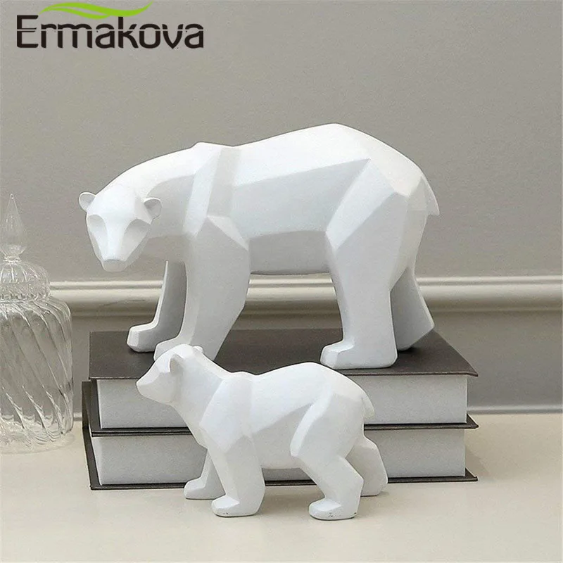 Ermakova medveď socha geometrická živici ľadový medveď socha módna stolná plocha Moderné abstraktné figúrky medveďov