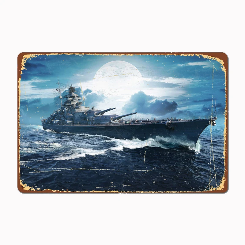 Erman Battleship Plaget Metal Pleque Cinema Kitchen Kuchyňa nástenná nástenná nástenná maľba