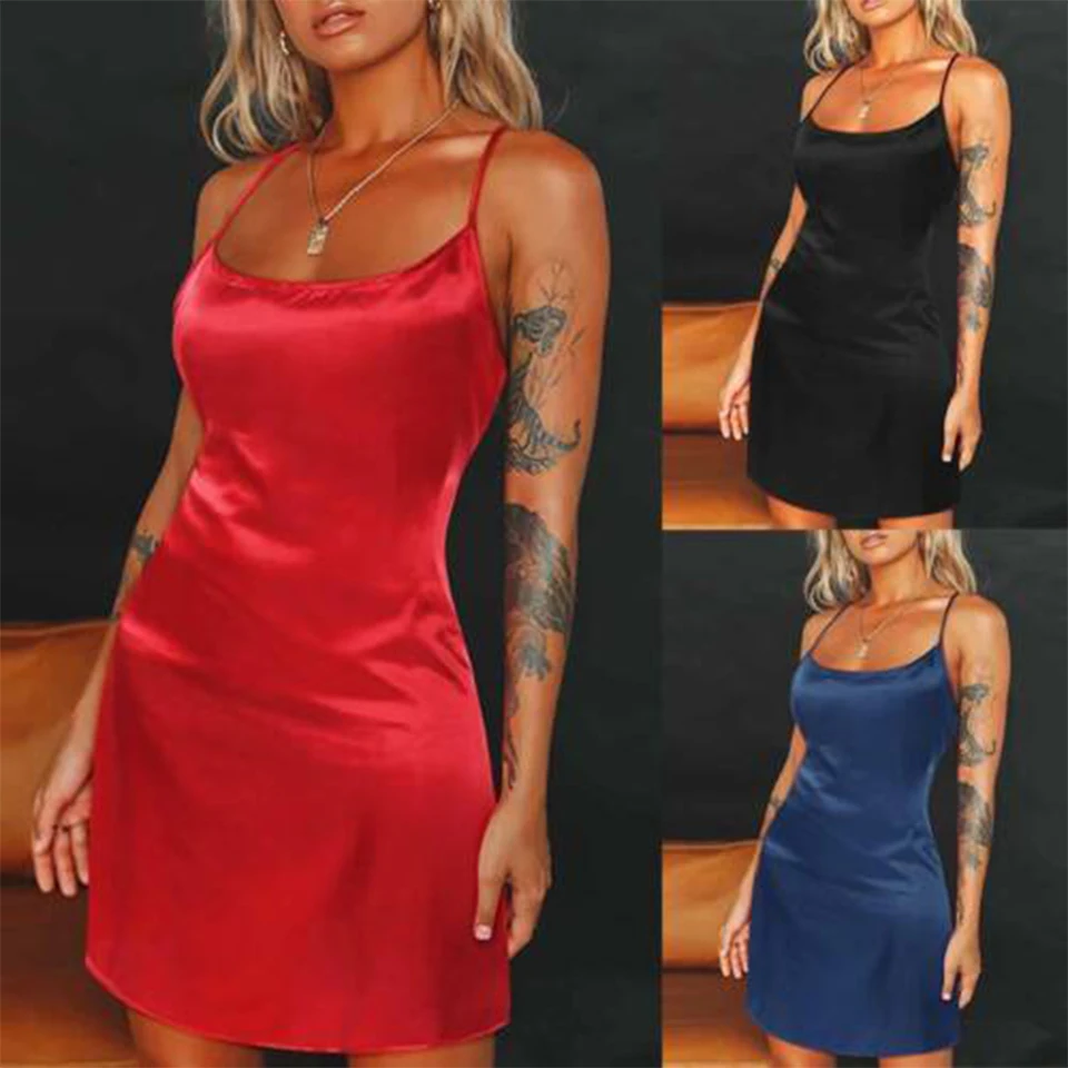Erotické spodné prádla Dámske saténové saténové hodvábne bez rukávov Sleepwear Nights Dress Famle Fancy Leotrd babydoll pyžamá pyžamy sexuálne kostýmy