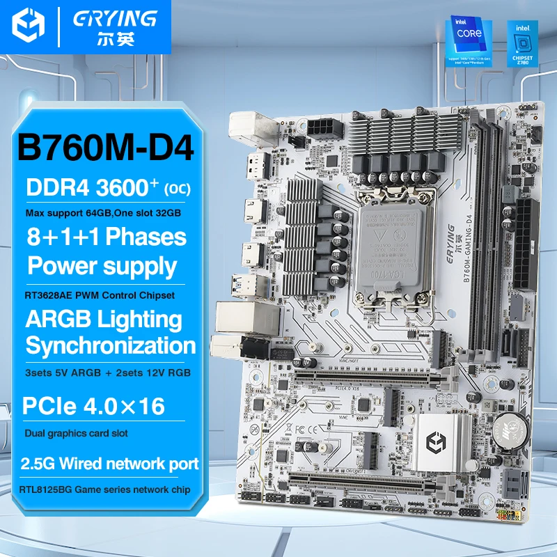 Erying B760M Gaming D4 Základná doska LGA1700 Support Core i3/i5/i7/i9 12./13./14. CPU 12400F 12490F 12600F 12700F 13600F 14400F