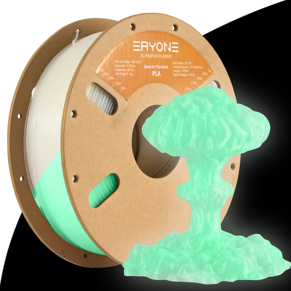 Eryone Luminous PLA vlákno 1 kg 1,75 mm žiara v tmavo vysokokvalitnej PLA ± 0,03 tolerancie pre 3D tlač nového príchodu