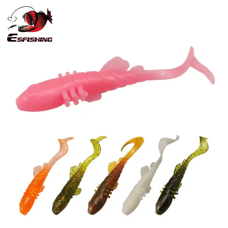 Esfishing Fishing Lúry štíhly jediný chvost 70 mm 2,5 g 10ks Soft Lure Lure Leurre Souple Silikónová návnada Rybolov PVA Grub