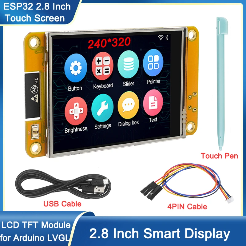 ESP32 2,8 -palcová vývojová doska pre vývoj obrazovky pre Arduino LVGL WiFi & Bluetooth 240*320 Smart Display LCD TFT Modul s dotykovým WROOM