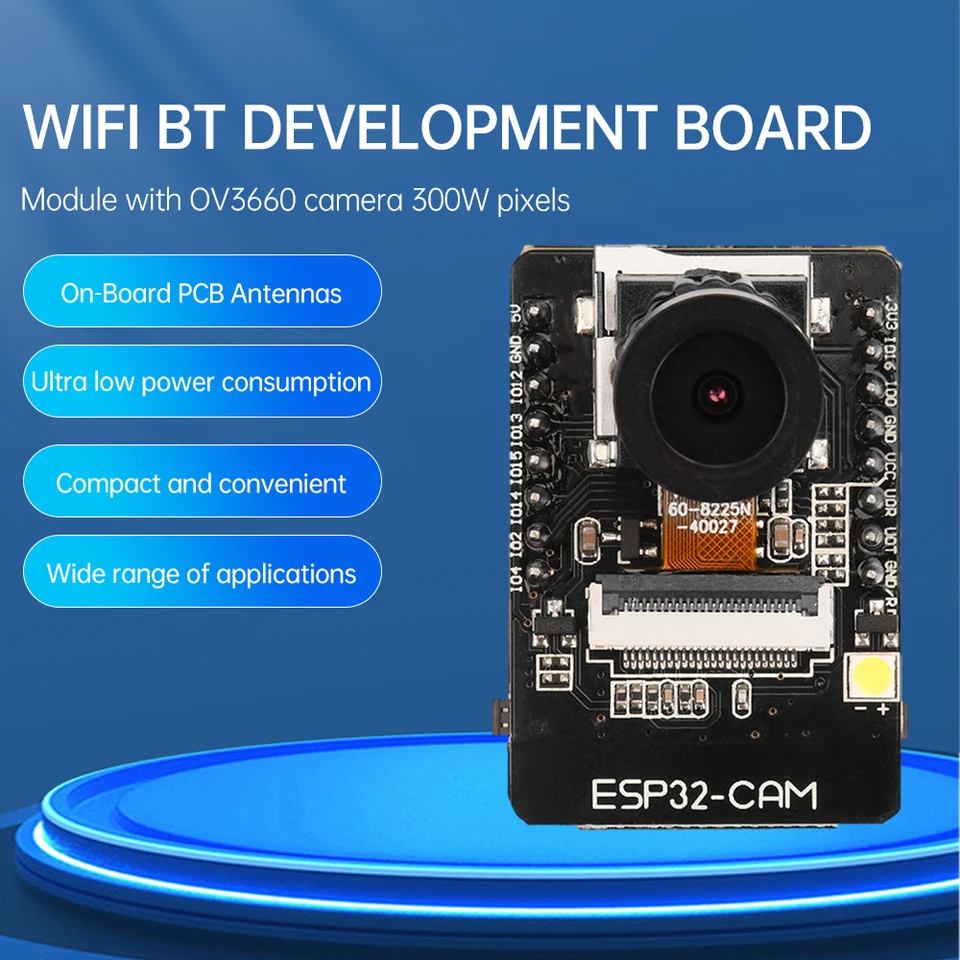 ESP32-CAM WIFI BT Vývojová doska 2.0MP ESP32-S MODUL OV2640 MODULOVÝ MODUL MODULU MODULU Ultra nízka spotreba energie