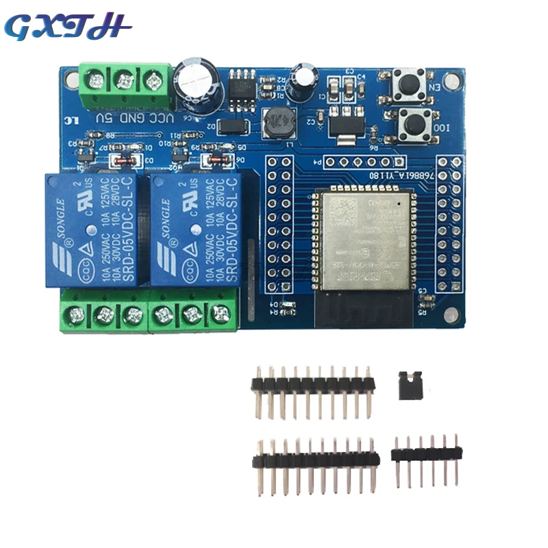 ESP32-Wroom 2-kanál WiFi Relé reléový rozvojový rozvoj správnej dosky Sekundárny vývoj DC5-60V napájanie
