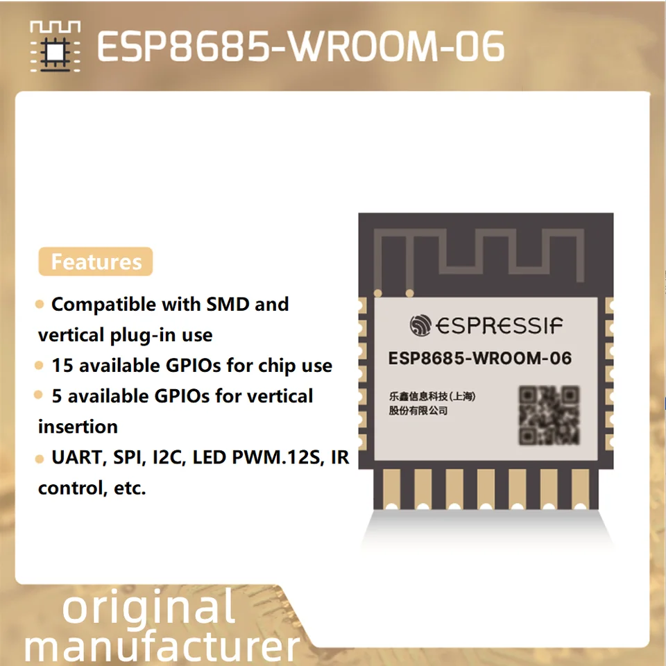 ESP8685-WROOM-06 MODUL, Vstavaný čip ESP8685, RISC-V 32-bitový jednodielny mikroprocesor
