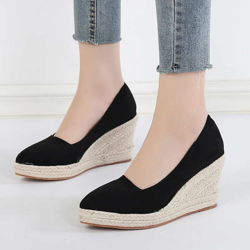 Espadrilles Dámske kliny topánky vysoké podpätky dámske pracovné topánky Platforma Dámske pumpy klin päta 8 cm veľkej veľkosti 42 wsh5156